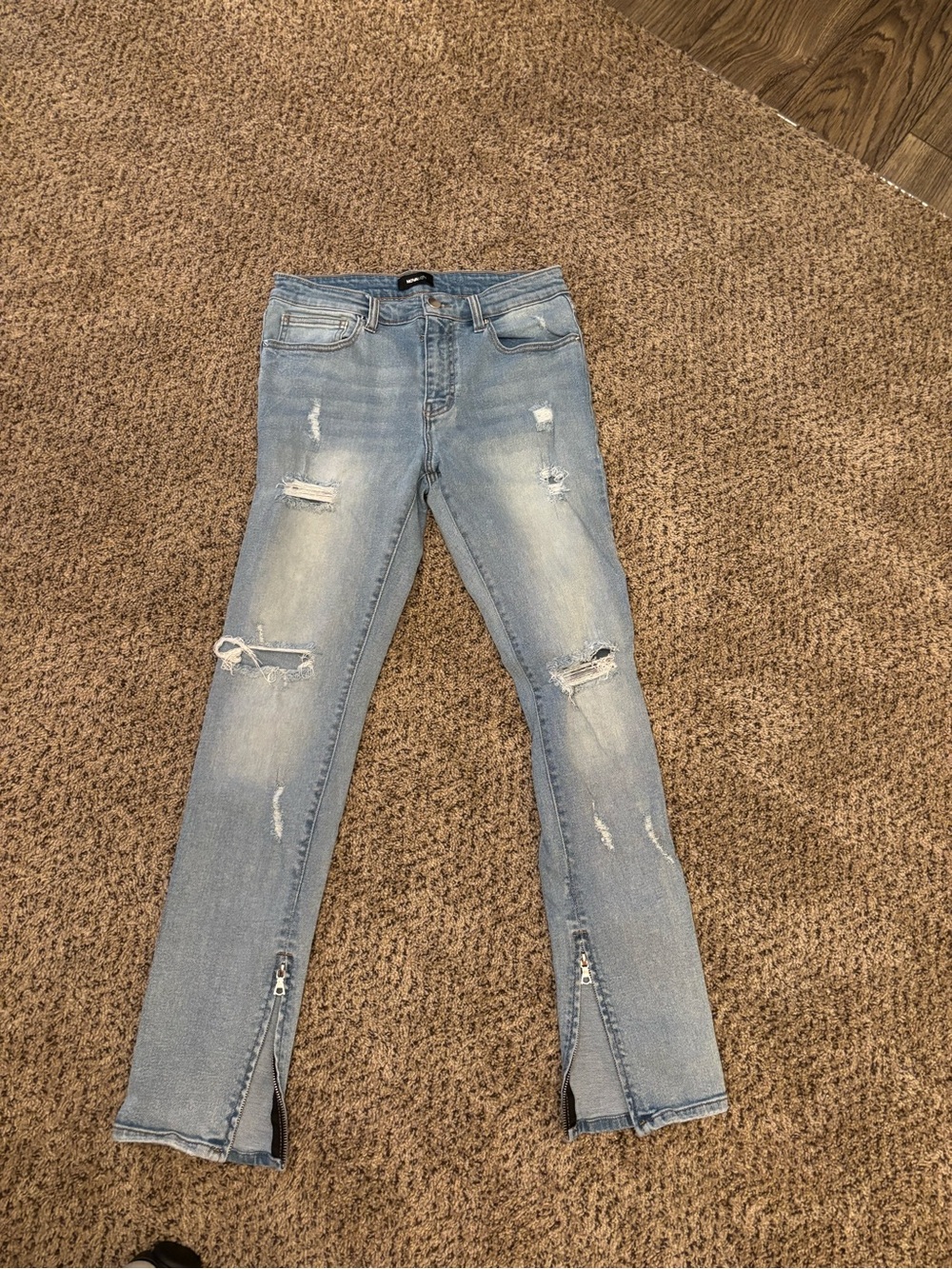 Fashion Nova Light Blue Distressed Straight Jeans